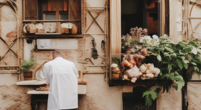 Un'impresa locale dove mangiare a Bologna in una foto vintage